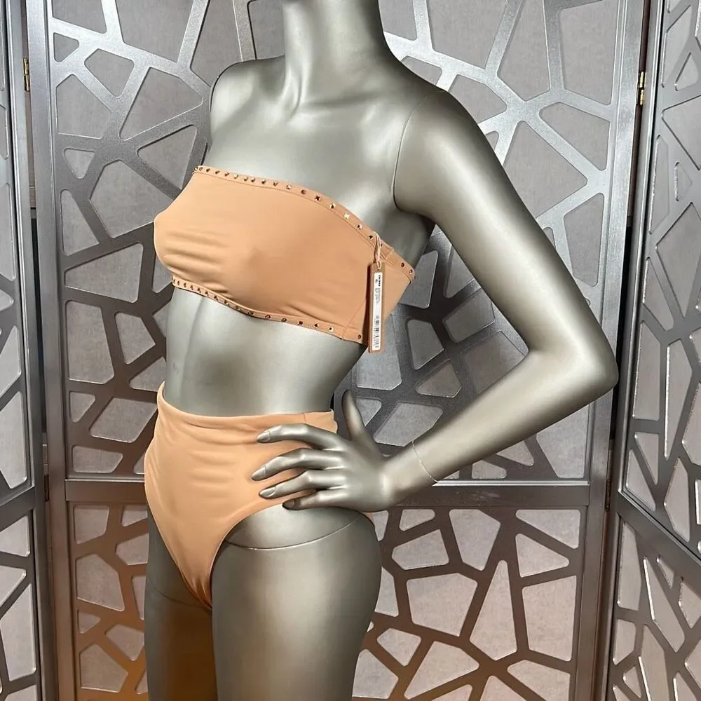 Skims Rhinestones Bandeau High waisted Nude Bikini S